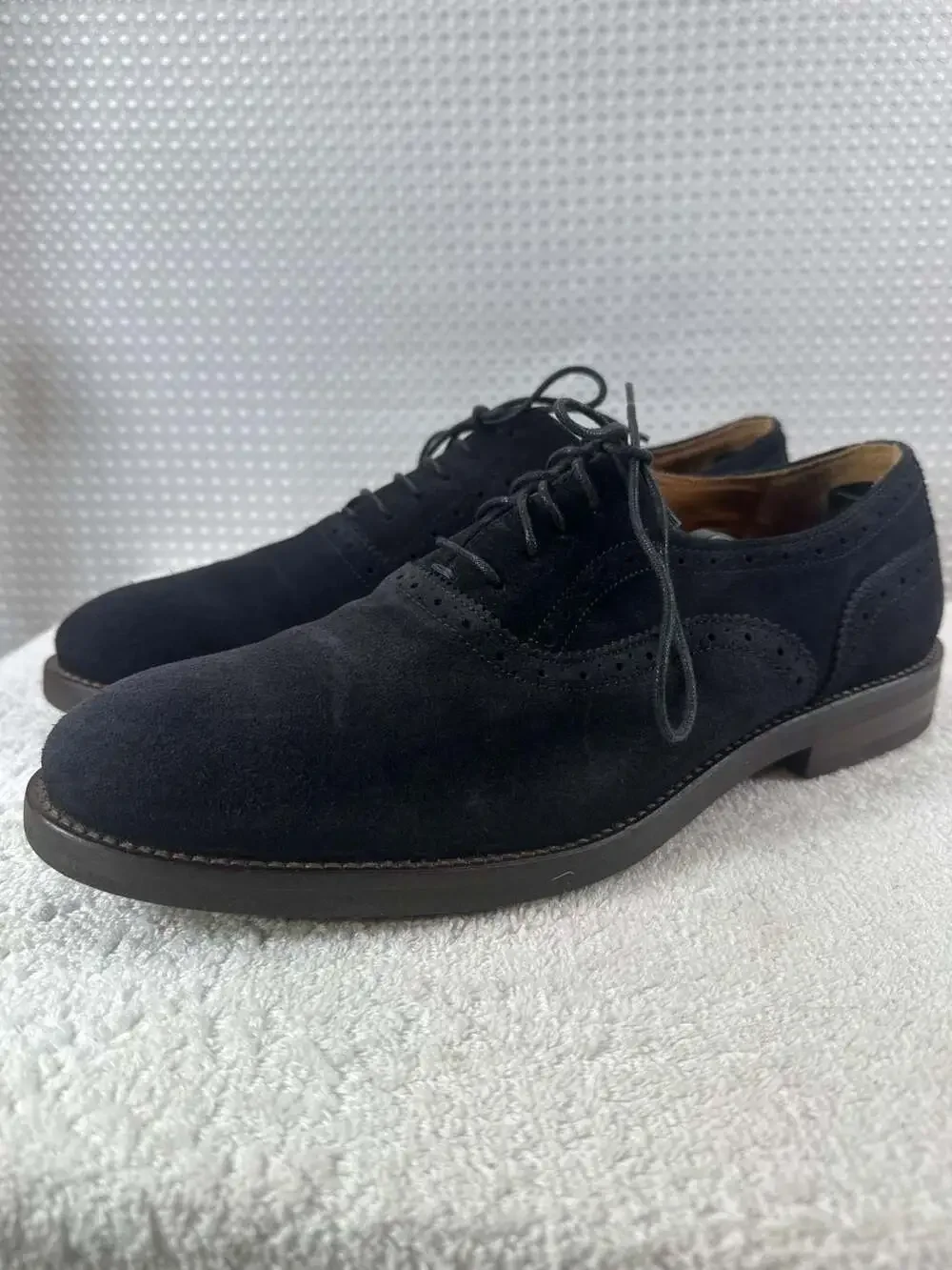 Massimo Dutti Black Suede Brogue Oxford Shoes Size 44